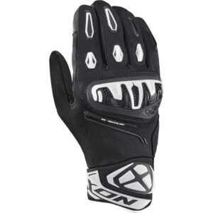 Les gants Ixon Mirage Air noirs et blancs, à coque ventilée