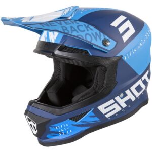 Casque cross SHOT FURIOUS DRAW bleu mat avec coque polycarbonate injecté
