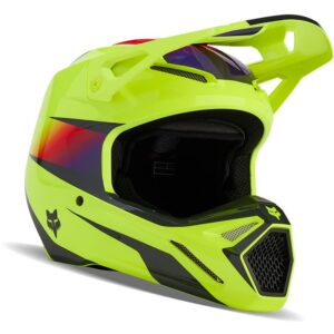 Casque cross FOX V1 FLORA jaune fluo avec visière réglable et coque profilée