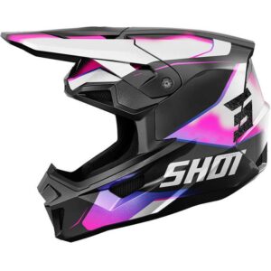 Casque cross SHOT LITE ASTRAL noir, violet, rose et blanc