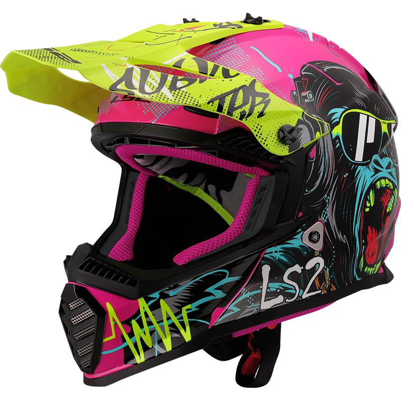 Casque cross LS2 MX437 FAST II MINI GORILLA multicolore pour enfant