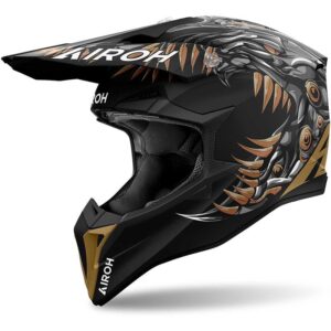 Casque cross AIROH WRAAAP CYBORG noir bronze gris avec coque thermoplastique et ventilation