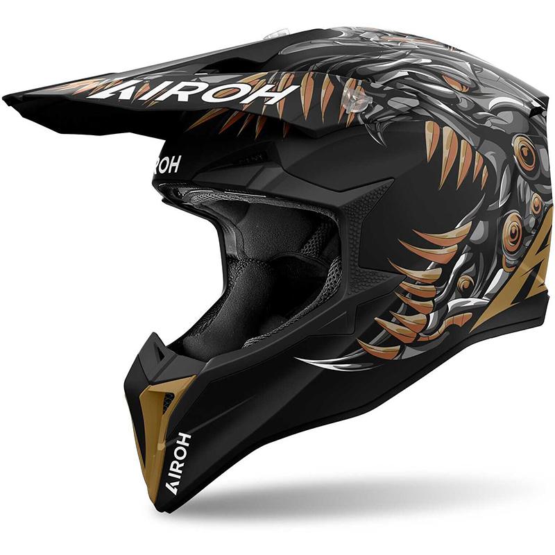 Casque cross AIROH WRAAAP CYBORG noir bronze gris avec coque thermoplastique et ventilation