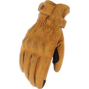Gants Helstons Ska Air en cuir perforé, manchette courte et coloris Gold-Noir