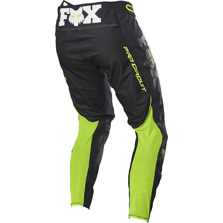 Pantalon cross FOX 360 noir et vert avec empiècements en cuir aux genoux — vue 2