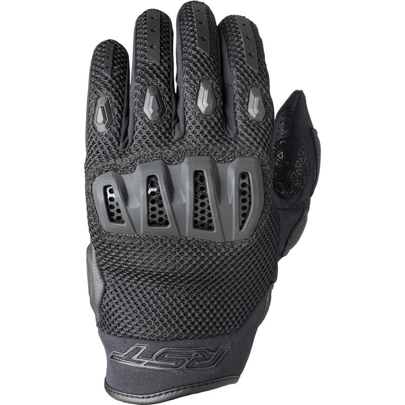 Gants RST Vortek noirs avec paume en cuir et dos en mesh