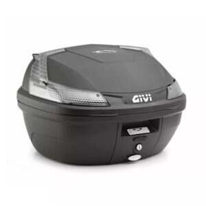 top case GIVI B37NT noir gaufré avec catadioptres fumés et platine