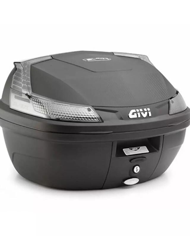 top case GIVI B37NT noir gaufré avec catadioptres fumés et platine