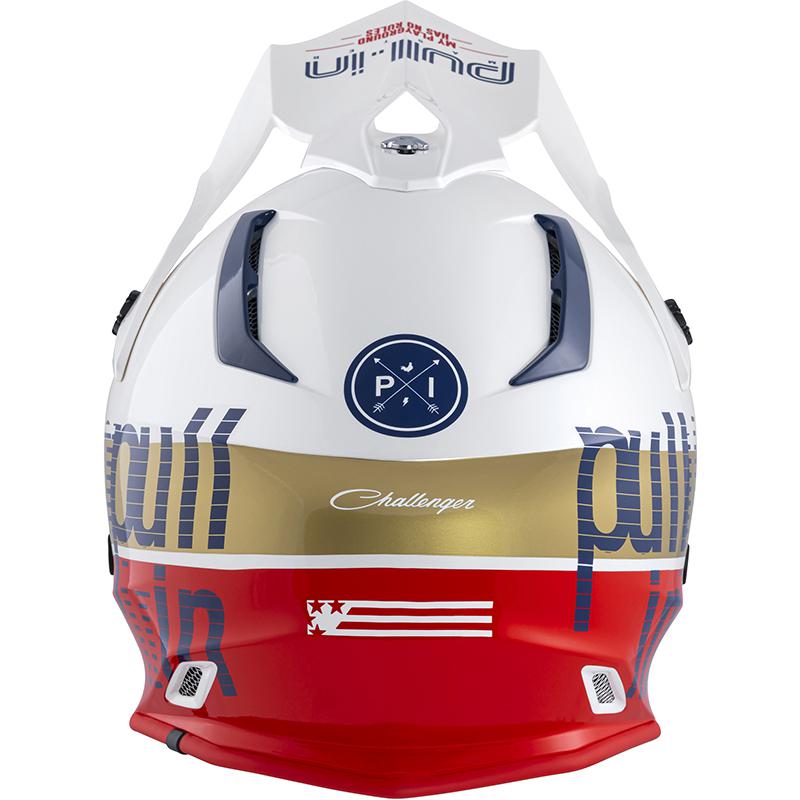 Casque cross PULL-IN MASTER en finition Navy White, coque polycarbonate et mentonnière fixe — vue 2