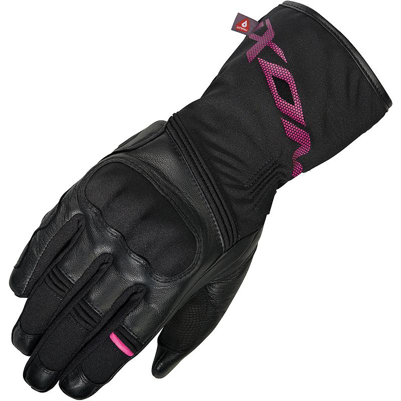 Gants Ixon Pro Rescue Lady noirs et fuchsia avec protections et détails réfléchissants