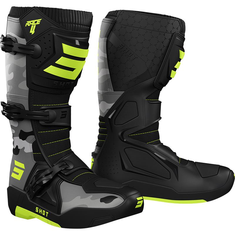 Bottes cross SHOT RACE 4 avec boucles micrométriques et renforts de protection