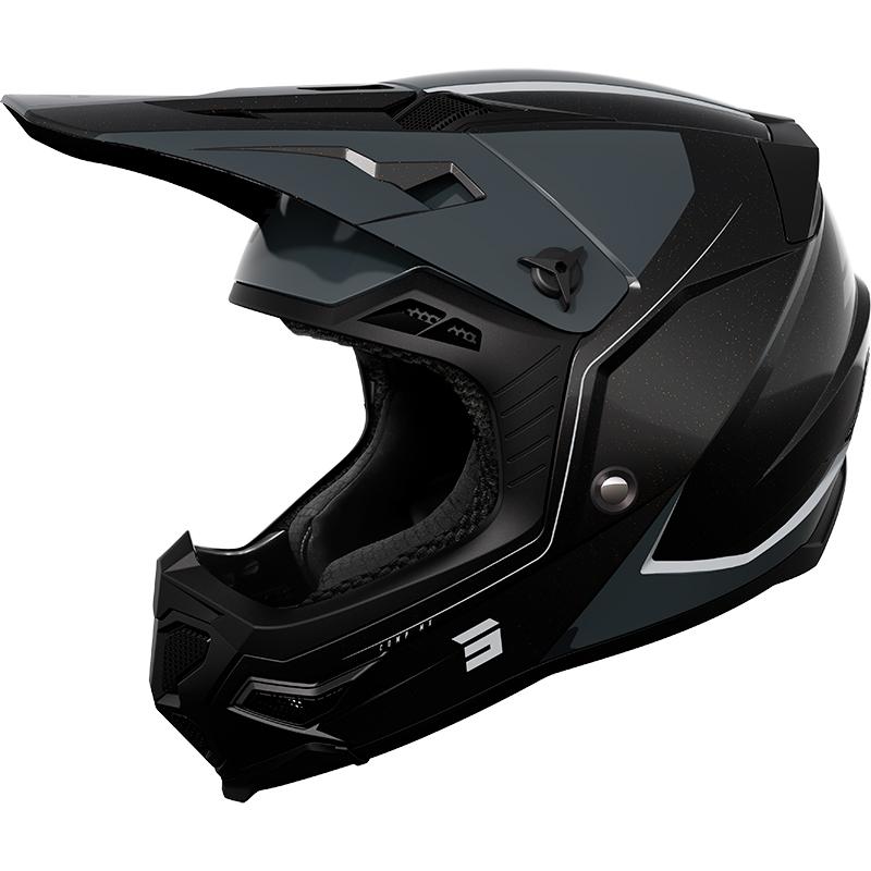 Casque cross SHOT CORE COMP noir pailleté avec visière ventilée