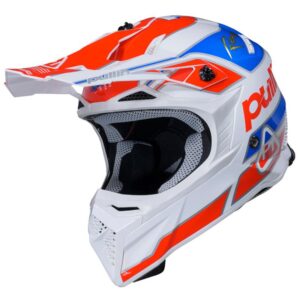 Casque cross PULL-IN KID TEAM blanc, rouge et bleu pour enfant