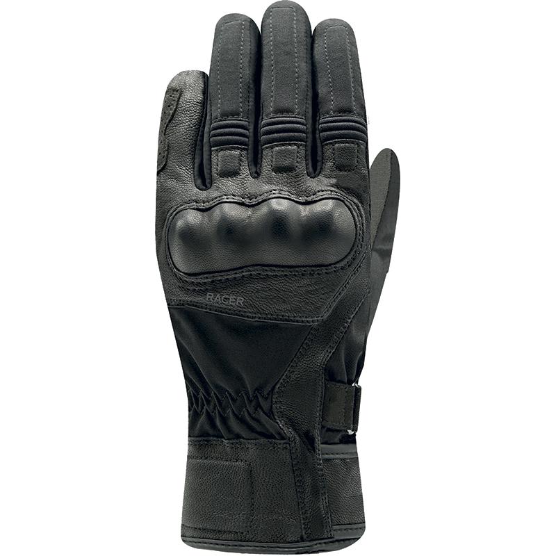 Gants RACER OCTO WP noirs avec paume renforcée et coque rigide aux phalanges