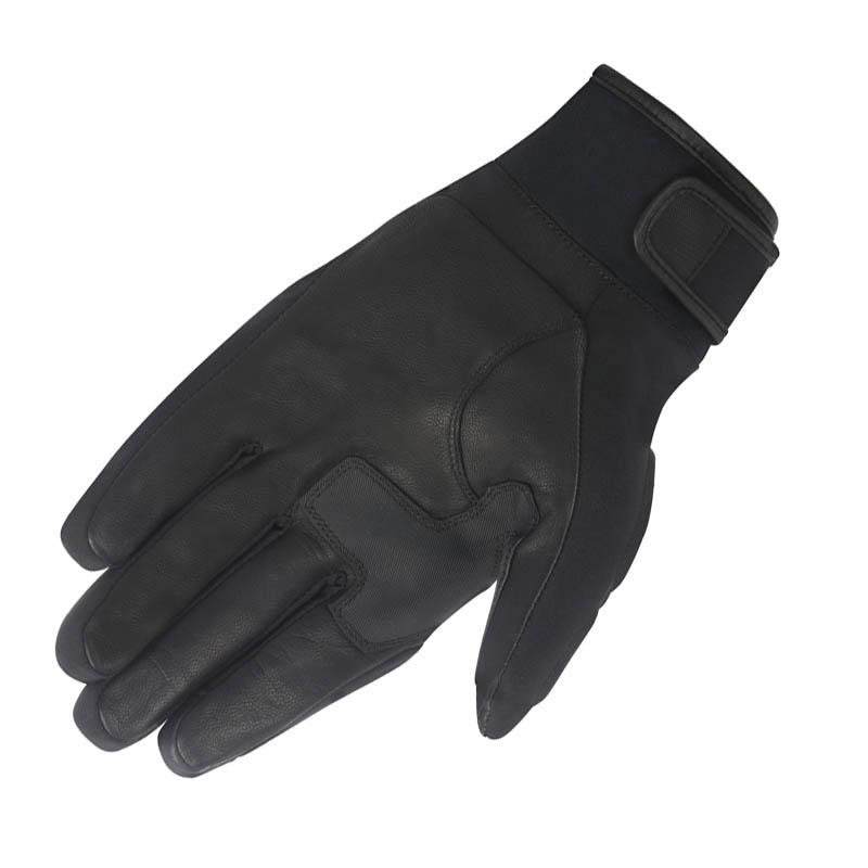 Gants Alpinestars C-10 Drystar noirs, paume cuir de chèvre et coque rigide — vue 2