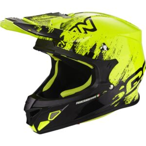 Casque cross Scorpion VX-21 AIR MUDIRT noir et jaune fluo