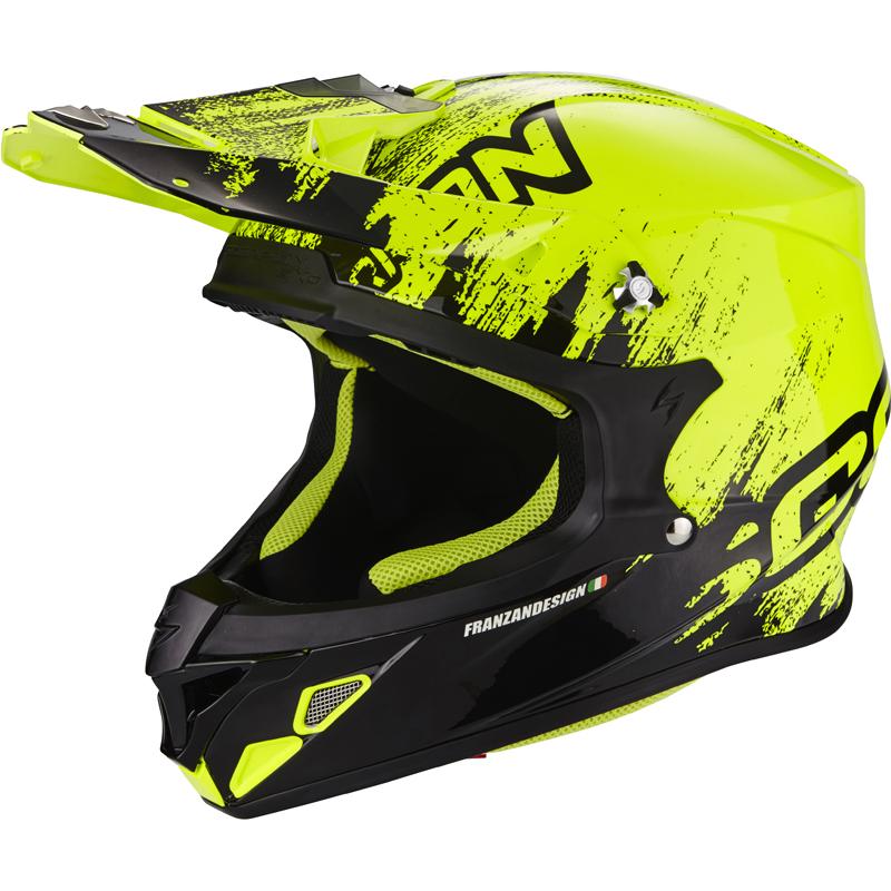 Casque cross Scorpion VX-21 AIR MUDIRT noir et jaune fluo