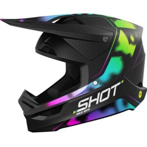 Casque cross SHOT RACE NITRO noir et multicolore avec visière ventilée
