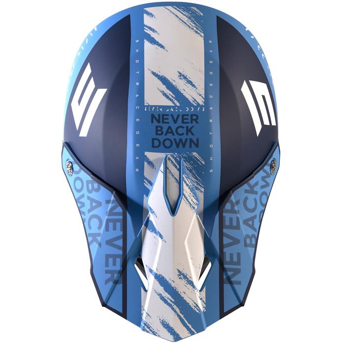 Casque cross SHOT FURIOUS DRAW bleu mat avec coque polycarbonate injecté — vue 2