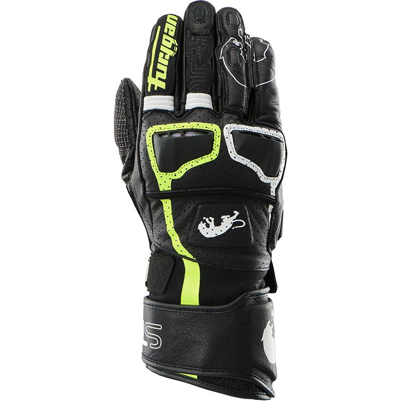 Gants Furygan STYG 15 Vented noirs, blancs et jaunes avec protections et manchette