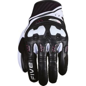 Gants Five RS2 EVO 2 WOMAN noirs et blancs avec détails roses