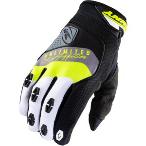 Gants enduro KENNY SAFETY noirs, gris et jaune fluo avec renforts paume