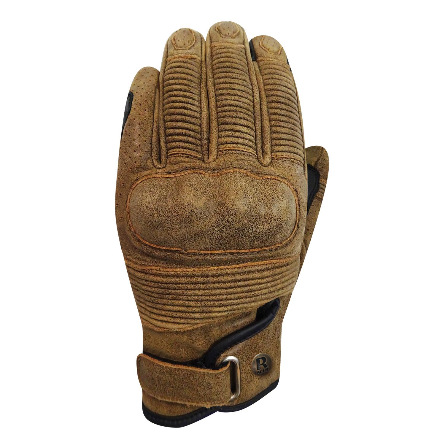 Gants RACER Muddy en cuir, avec coque rigide et style néo-rétro