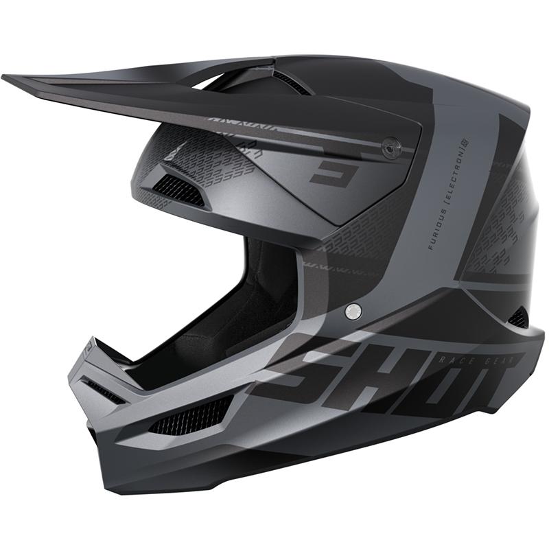 Casque cross SHOT FURIOUS ELECTRON avec visière ventilée et fermeture Double D