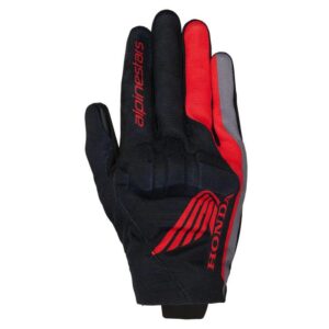 Gants Alpinestars REEF V2 HONDA noirs, rouges et gris avec protections souples aux articulations