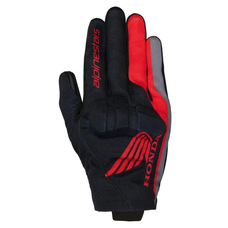 Gants Alpinestars REEF V2 HONDA noirs, rouges et gris avec protections souples aux articulations
