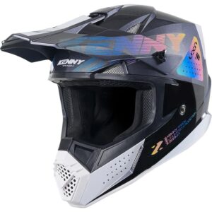 Casque cross KENNY TRACK GRAPHIC ZOOM noir et blanc avec visière réglable