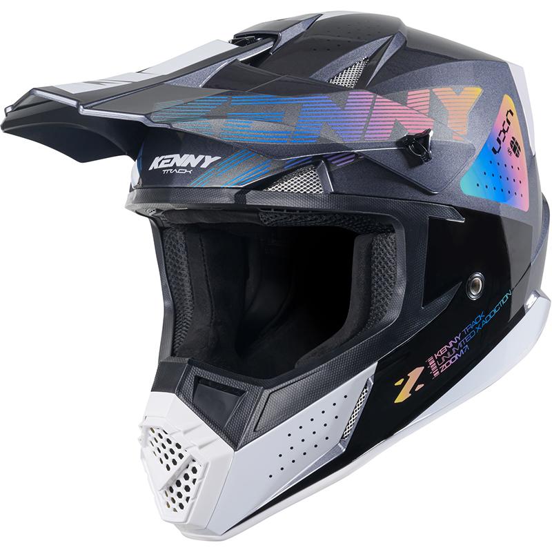 Casque cross KENNY TRACK GRAPHIC ZOOM noir et blanc avec visière réglable