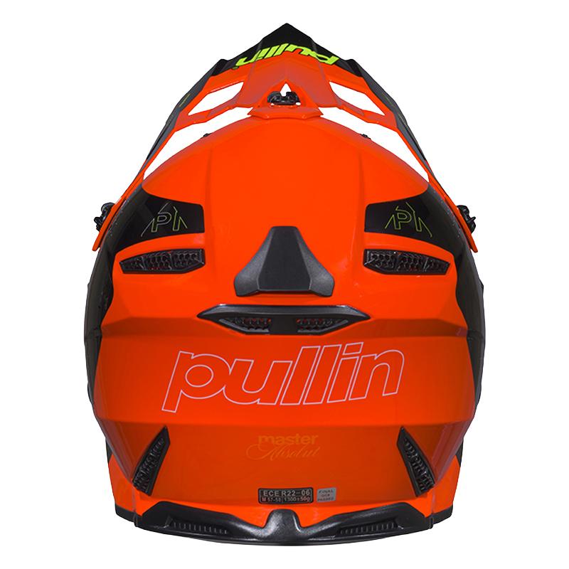 Casque cross PULL-IN Absolut Graphic orange, coque injectée et mentonnière fixe — vue 2