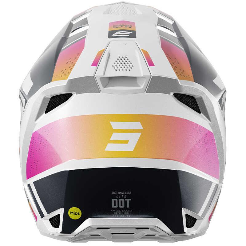 Casque cross SHOT LITE ULTRA bleu, blanc et rose avec visière ajustable — vue 2