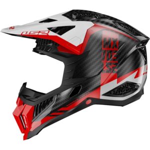 Casque cross LS2 MX703 rouge et blanc avec visière réglable