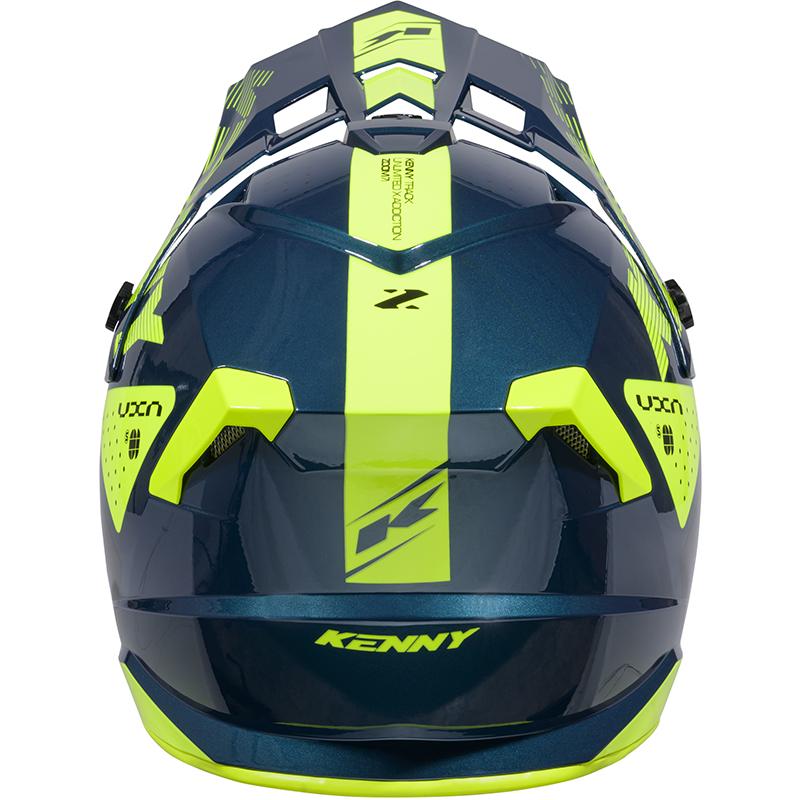Casque cross KENNY TRACK GRAPHIC ZOOM pétrole et jaune avec visière réglable — vue 2