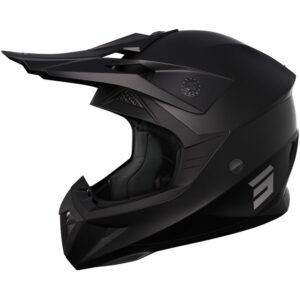 Casque cross SHOT PULSE KID SOLID noir mat avec visière ajustable pour enfant