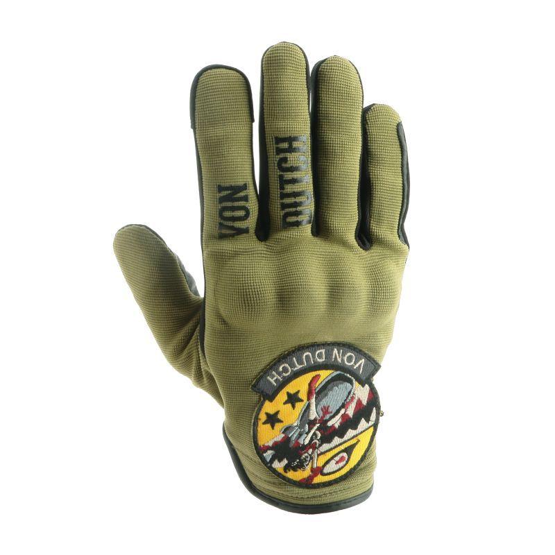 Gants Helstons Magic Man kaki noir avec manchette courte et protections carbone