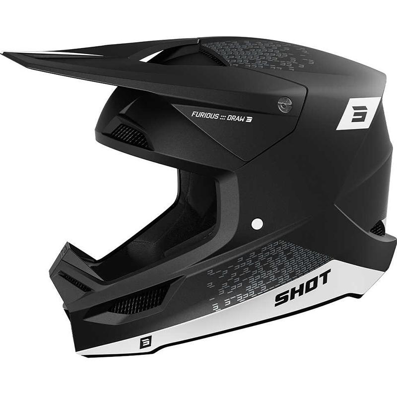 Casque cross SHOT FURIOUS DRAWN avec visière ventilée et fermeture Double D