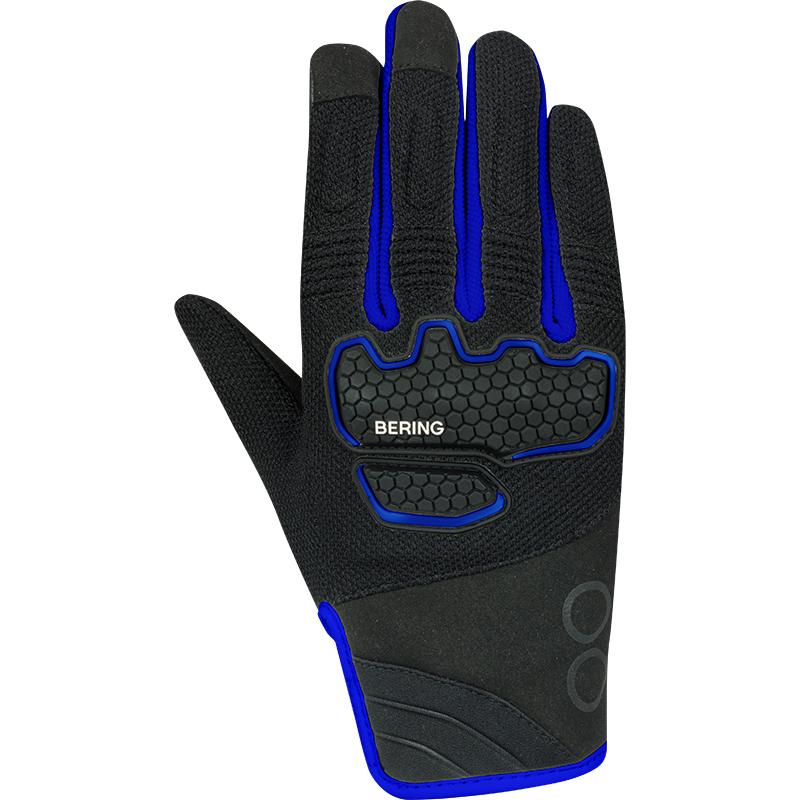 Vue des gants Bering Lady Breeze noirs et bleus avec renfort paume