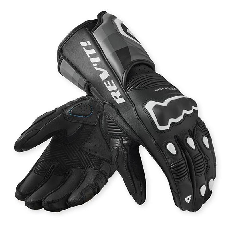 Gants REVIT QUANTUM 3 noirs et blancs avec protections rigides et manchette réglable