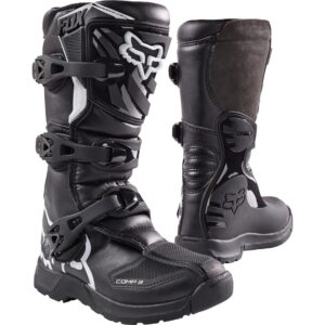 Bottes cross FOX Comp 3Y enfant noires avec tige en cuir et boucles sur pivot