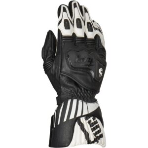 Gants Furygan Shifter noirs et blancs en cuir de chèvre, profil racing