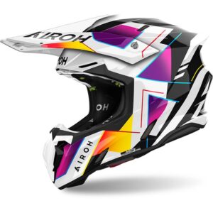 Casque cross AIROH TWIST 3 Rainbow brillant avec visière réglable