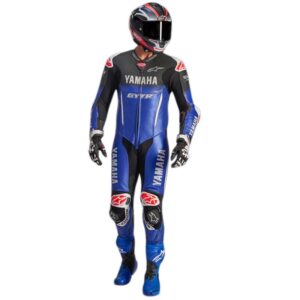 Combinaison Alpinestars Yamaha GP-R7 en cuir bleu, noir et blanc