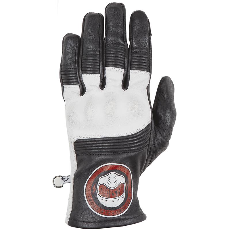 Gants Helstons Piste en cuir noir et blanc avec coque carbone