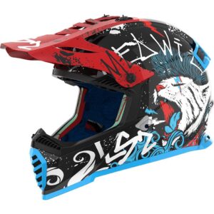 Casque cross LS2 MX437 pour enfant noir et graphique avec visière réglable