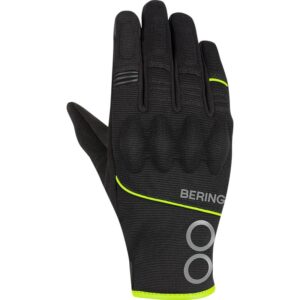 Les gants Bering Nassau noirs et jaunes avec coque aux phalanges