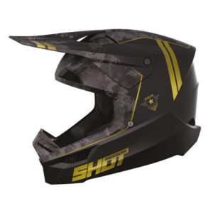 Casque cross SHOT FURIOUS ARMY noir et doré avec visière ventilée