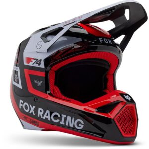 Casque cross FOX V1 Race Spec noir rouge gris avec visière réglable
